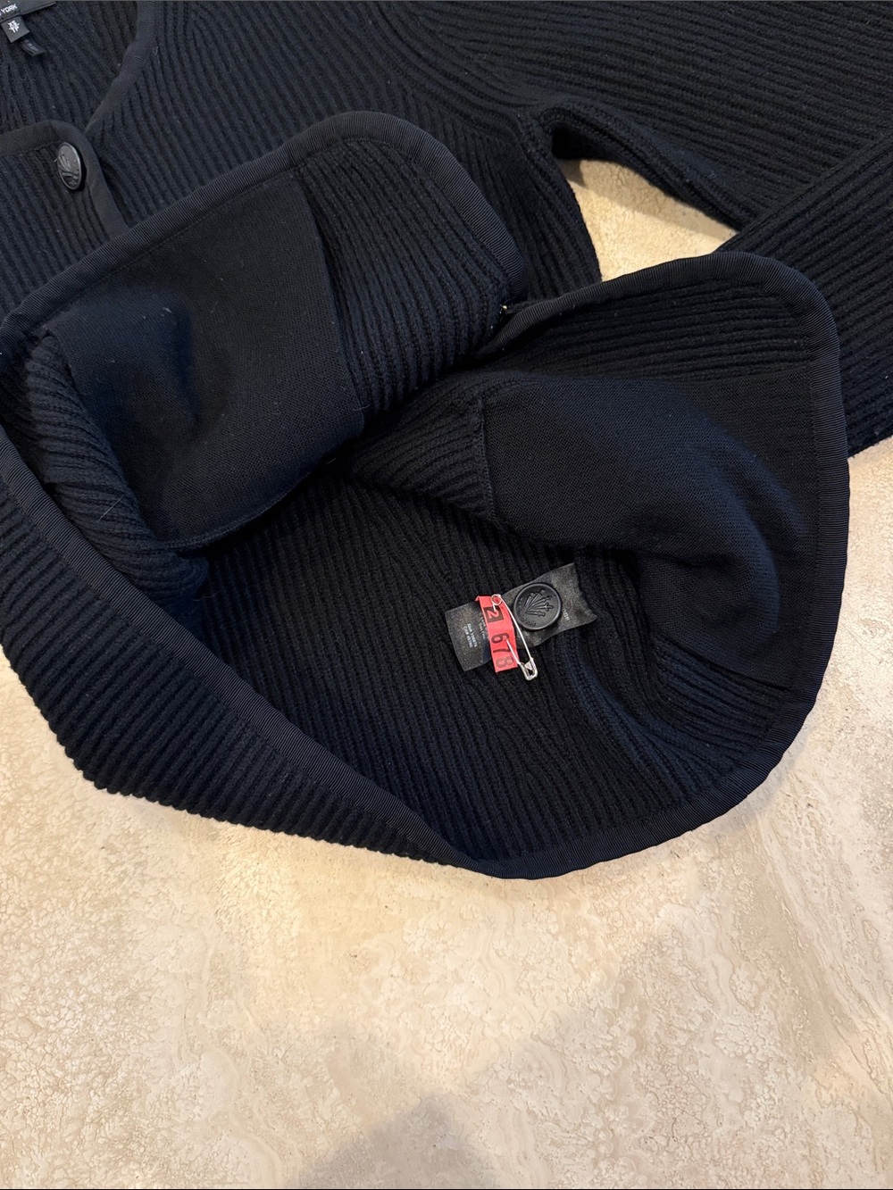 rag & bone Nancy Black Ribbed Button-Front Cardigan - Picture 12 of 15